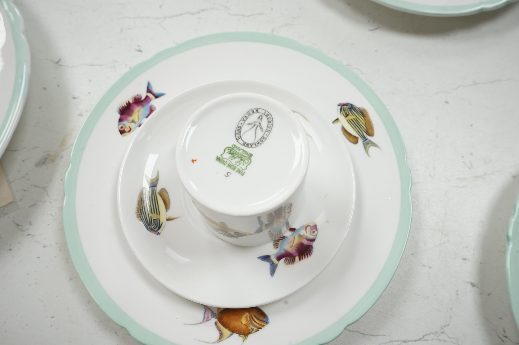 Shelley for the Rowland Ward Nairobi store, an exotic fish design part dinner and coffee service, original retail receipt